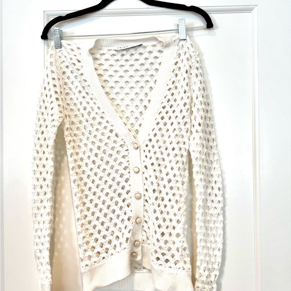 Trina Turk Off-White Knit Cardigan Size 6